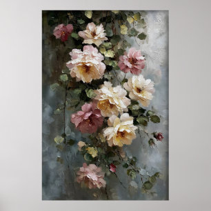 Utskrivbara blommor väggkonst, Antik våräng Poster