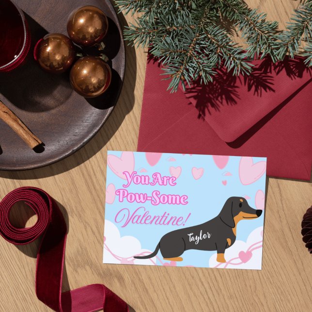 Utskrivbara dachshund Alla hjärtans dag-kort - Anp Julkort (Printable Dachshund Valentine's Day Cards - Custom Text)