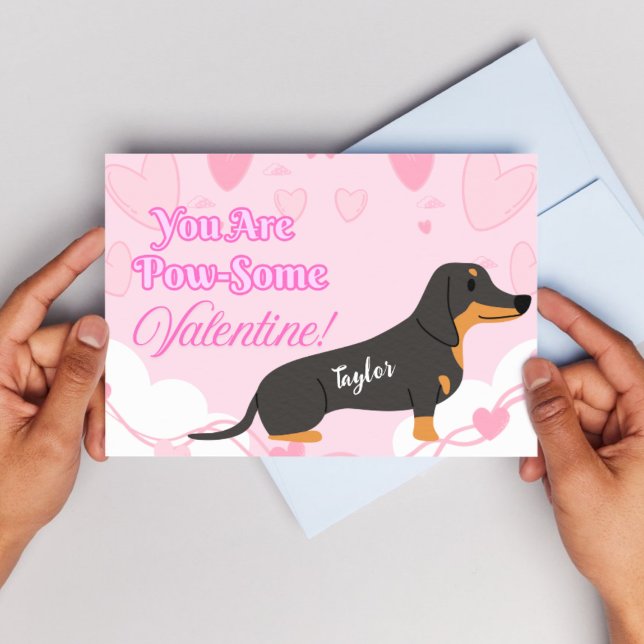 Utskrivbara dachshund Alla hjärtans dag-kort - Anp Julkort (Printable Dachshund Valentine's Day Cards - Custom Text)