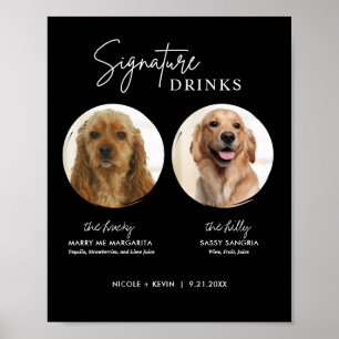 Utskrivbara hundsignaturdrycker Bröllopsbarskylt Poster