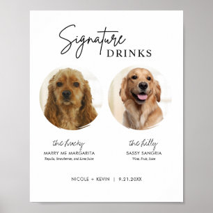 Utskrivbara hundsignaturdrycker Bröllopsbarskylt Poster