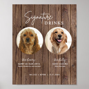 Utskrivbara hundsignaturdrycker Rustikt bröllopssk Poster