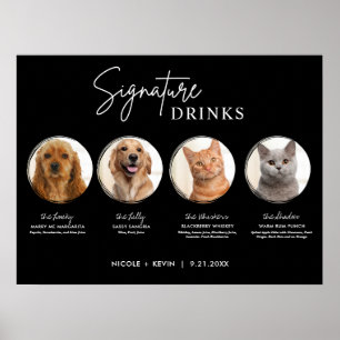 Utskrivbara husdjur Namnteckning Drinks Bröllop Pu Poster