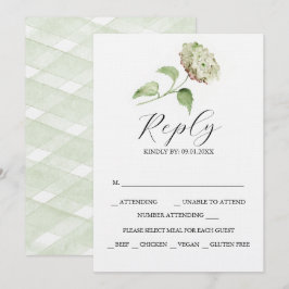 Utskrivbara Hydrangea bröllops-svarskort Inbjudningar