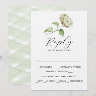 Utskrivbara Hydrangea bröllops-svarskort Inbjudningar