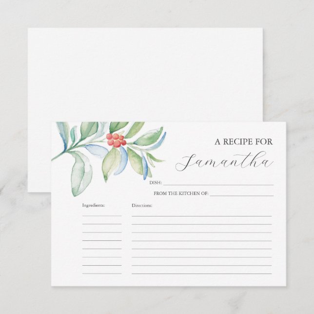 Utskrivbara mottagarkort Vattenfärgad jul Inbjudningar (Fram/baksida)