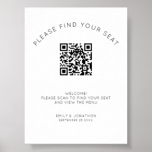 Utskrivbara QR-kodssätesdiagram, svartvitt Poster