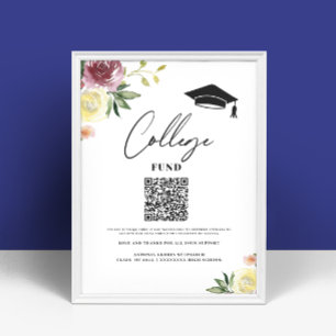 Utskrivbara tecken för College Fund blommigt stude Poster