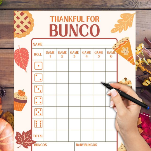Utskrivbara Thanksgiving Bunco-poängkort Ark Inbjudningar (Skapare uppladdad)