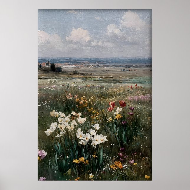 Utskrivbara tulpaner narcissus väggkonst, Antik Poster (Framsidan)