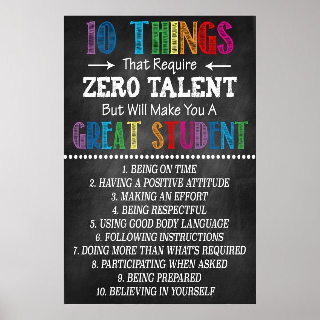 Utskrivbara Underbara Student-klassrum Poster (Framsidan)