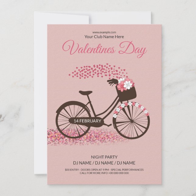 Utskrivbara Valentineser Party Flyer-mall Inbjudningar (Framsida)