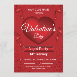 Utskrivbara Valentineser Party Flyer-mall Inbjudningar