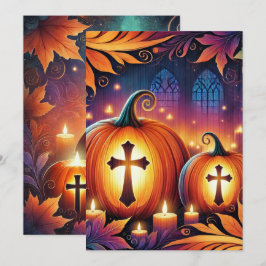 Utskrivbara Vibrant Christian Halloween Pumpkins Inbjudningar