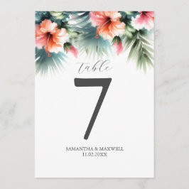 Utskrivbart Bordsnummer Vattenfärg Peach Hibiscus