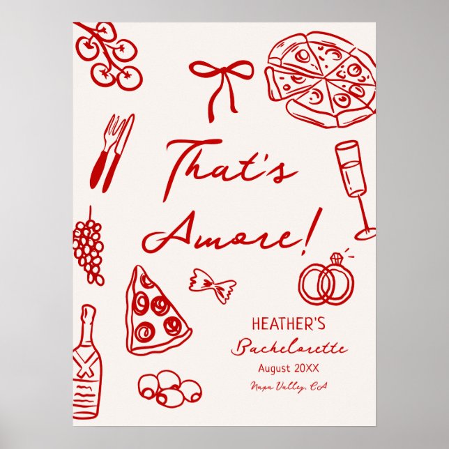 Utskrivbart, det är Amore Bachelorette Party Poster (Framsidan)