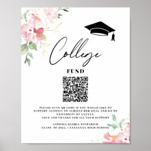Utskrivbart examensskylt med blommor för universit poster