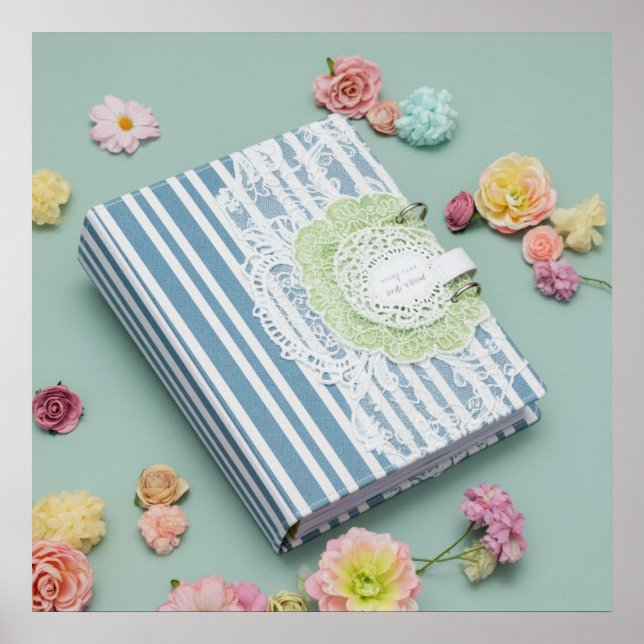 Utskrivbart foto av Söt på bärbara datorer med blo Poster (Framsidan)