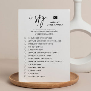 Utskrivbart minimalistiskt I Spy Bröllop Photo Hun Program