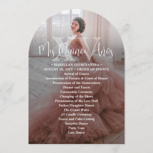 Utskrivbart Mis XV Años Quinceañera-programkort Inbjudningar