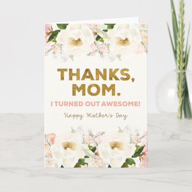 Utskrivbart Mors dag-kort | Mamma-blommor-kort Inbjudan (Framsida)