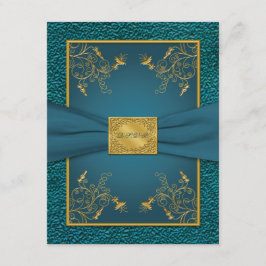 UTSKRIVEN BAND Guld, Teal RSVP-kort OSA Kort