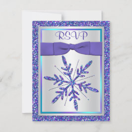 UTSKRIVEN Band Lila Aqua Silver Bröllop RSVP Inbjudningar