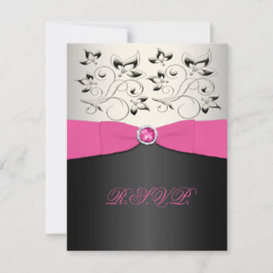 UTSKRIVEN BAND Rosa, Svart, Silver RSVP-kort OSA Kort
