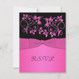 UTSKRIVEN BAND Svart, Rosa Blommig RSVP-kort OSA Kort