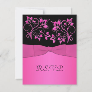 UTSKRIVEN BAND Svart, Rosa Blommig RSVP-kort OSA Kort