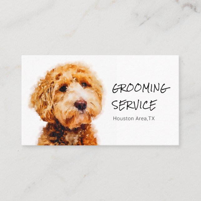 Utskriven Cute Pudel Hund Grooming Visitkort (Framsida)