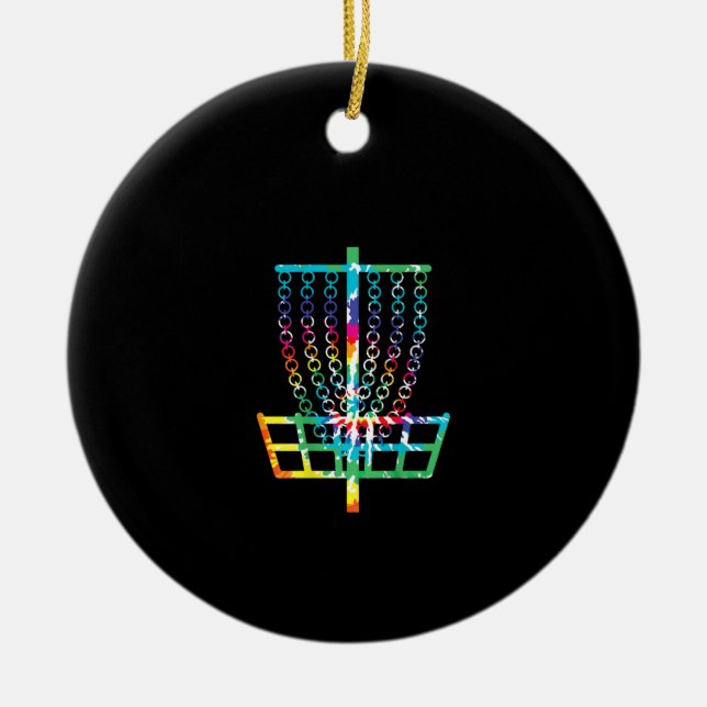 (Utskrivet på baksidan) Disk Golf Basket - Hippie  Julgransprydnad Keramik (Framsidan)