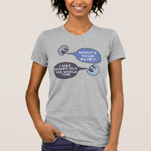 Utskrivet t-shirt alibi ljuger t-shirt