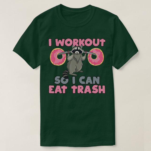 utslag Eating Racoon Funny Gym Swole Råtta Weightl T Shirt (Design framsida)