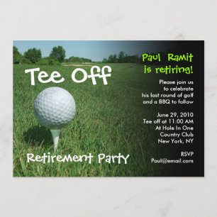 Utslagsplats av inbjudan för Golfpensionparty