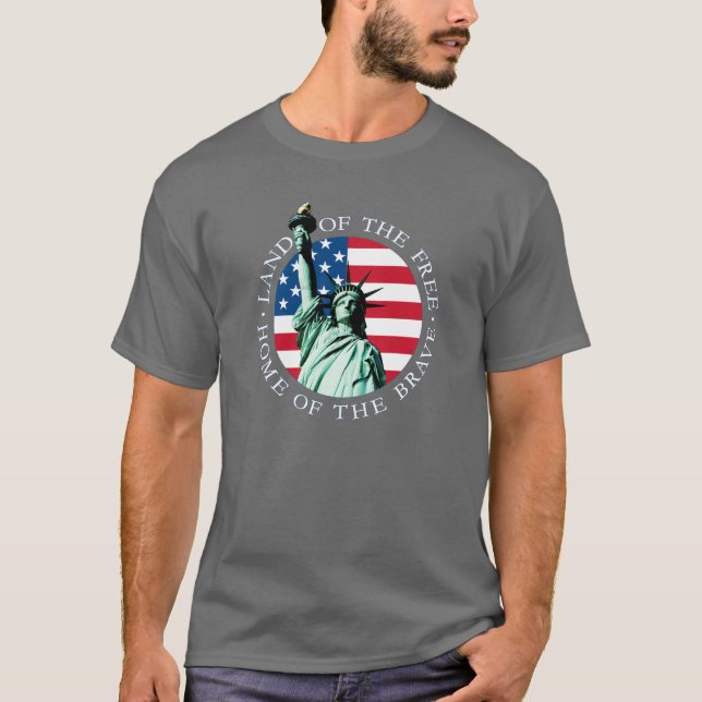 Utslagsplats för amerikanska flagganstatyfrihet t-shirt (Framsida)