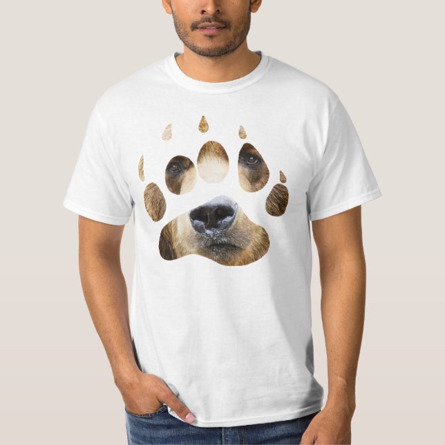 Utslagsplats för ansikte för Grizzlybjörntass Tee Shirt (Framsida)