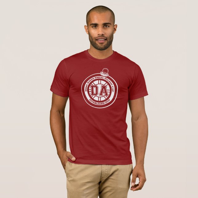 Utslagsplats för Dave Ahern röd årlig helgdagkopp Tee Shirt (Hel framsida)