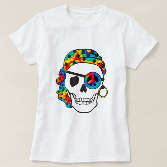 Utslagsplats för färg för piratskalleTie Tee Shirt (Design framsida)