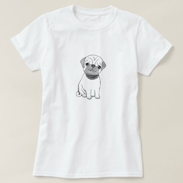 Utslagsplats för gullig älsklings- för mops för t shirt (Design framsida)