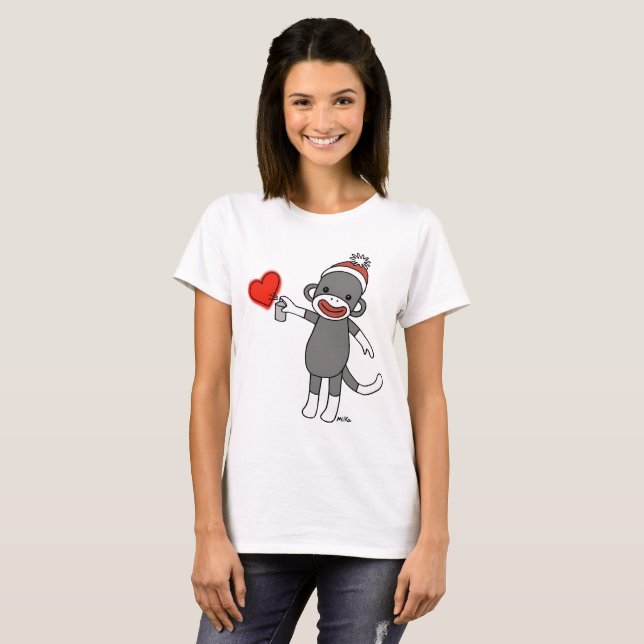 Utslagsplats för gullig sock monkey för sock t shirt (Hel framsida)