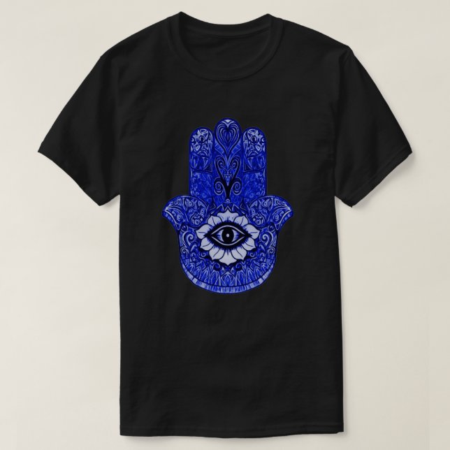 Utslagsplats för Indie konst för blåttHamsa symbol T Shirt (Design framsida)