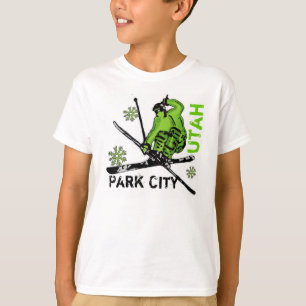 Utslagsplats för pojkar för Park City Utah grön Tee Shirt