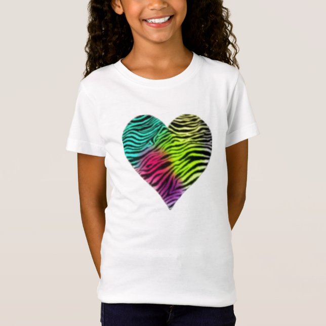 Utslagsplats för regnbågesebrahjärta t-shirt (Framsida)
