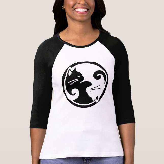 Utslagsplats för sleeve för Yin Yang kattRaglan Tee (Framsida)