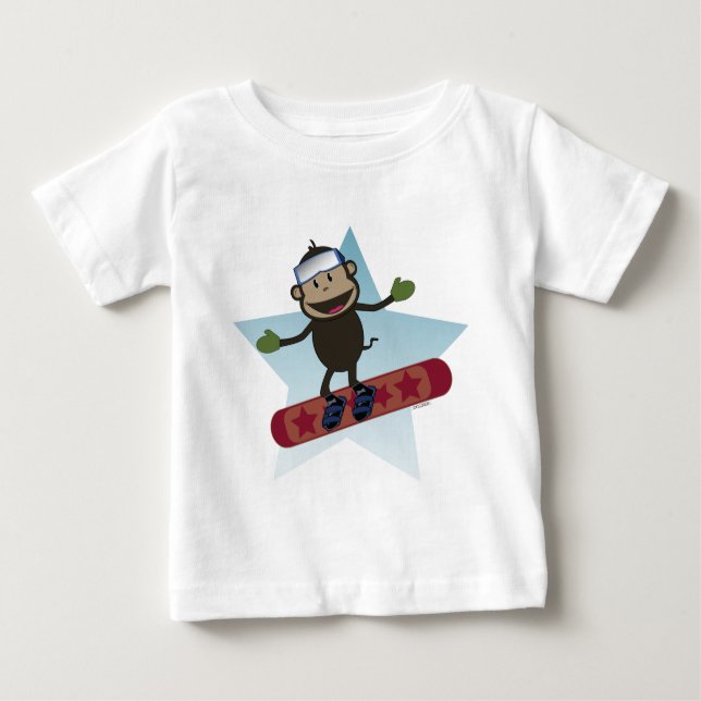 Utslagsplats för Snowboardapaspädbarn Tee Shirt (Framsida)