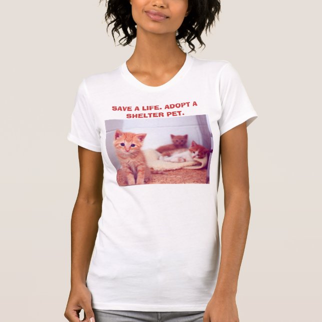 Utslagsplatsen "adoptera för ett skyddhusdjur" t-shirt (Framsida)