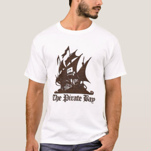 Utslagsplatsen för logotyp för piratfjärdbrunt t-shirt
