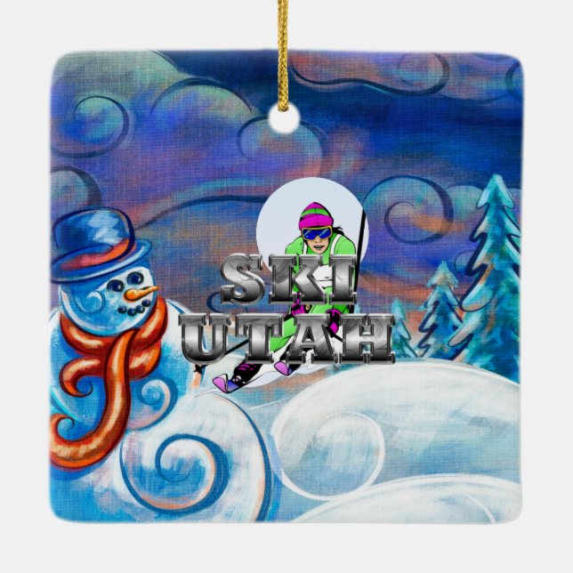 UTSLAGSPLATSEN skidar Utah Julgransprydnad Keramik (Baksida)