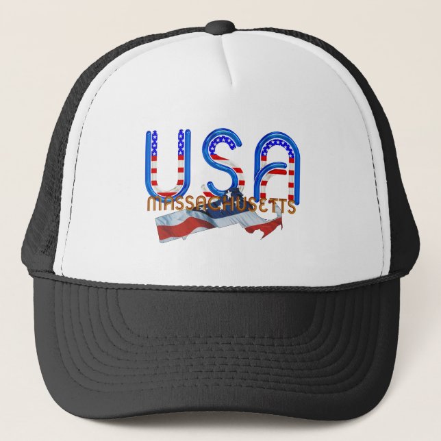 UTSLAGSPLATSMassachusetts patriot Truckerkeps (Framsida)